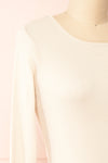 Anny Cream Ribbed Long Sleeve Crop Top w/ Open Back | Boutique 1861 side close-up