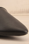 Antae Black Faux-Leather Pointed Toe Flat Shoes | La petite garçonne front close-up