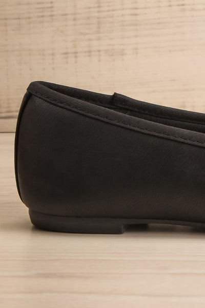 Antae Black Faux-Leather Pointed Toe Flat Shoes | La petite garçonne side close-up