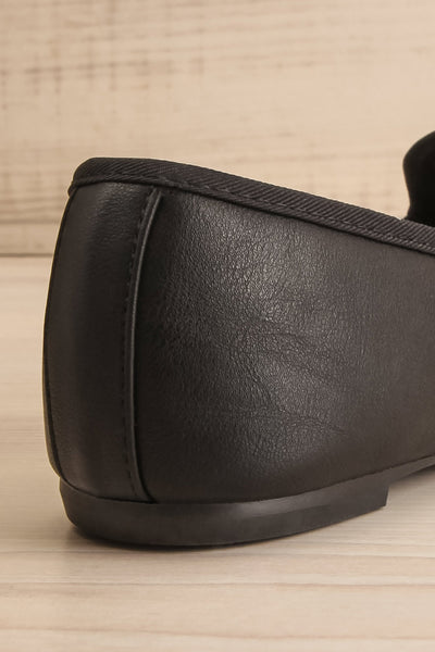 Antae Black Faux-Leather Pointed Toe Flat Shoes | La petite garçonne back close-up