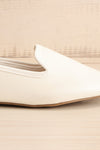 Antae White Faux-Leather Pointed Toe Flat Shoes | La petite garçonne side front close-up