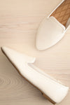Antae White Faux-Leather Pointed Toe Flat Shoes | La petite garçonne flat view