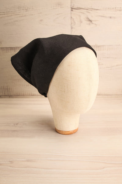 Ante Black Elastic Linen Head scarf | La petite garçonne
