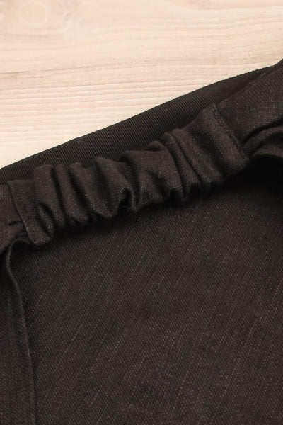 Ante Black Elastic Linen Head scarf | La petite garçonne flat close-up