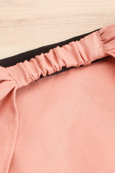Ante Pink Elastic Linen Head Scarf | La petite garçonne flat close-up