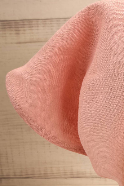 Ante Pink Elastic Linen Head Scarf | La petite garçonne close-up