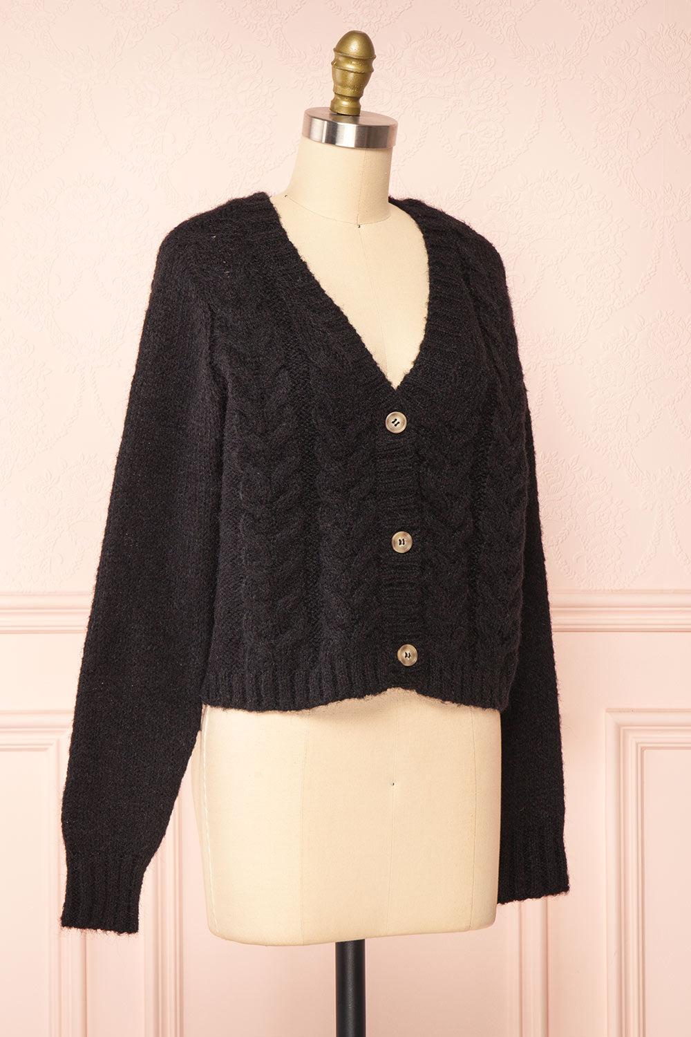 Antin Black Knit Cardigan w/ Buttons | Boutique 1861 side view