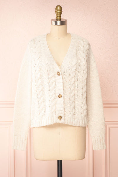 Antin Cream Knit Cardigan w/ Buttons | Boutique 1861 front view