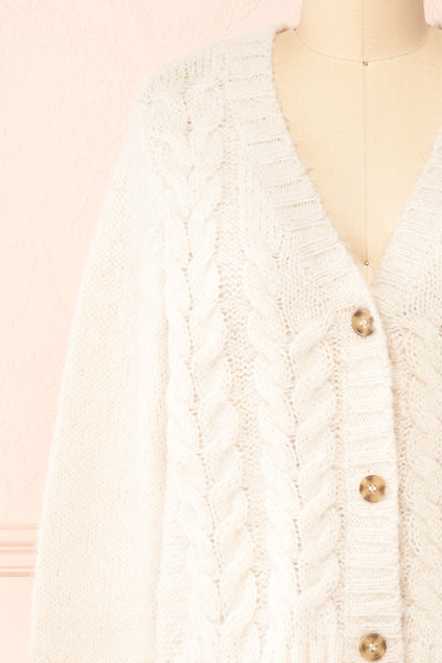 Antin Cream Knit Cardigan w/ Buttons | Boutique 1861 front close-up