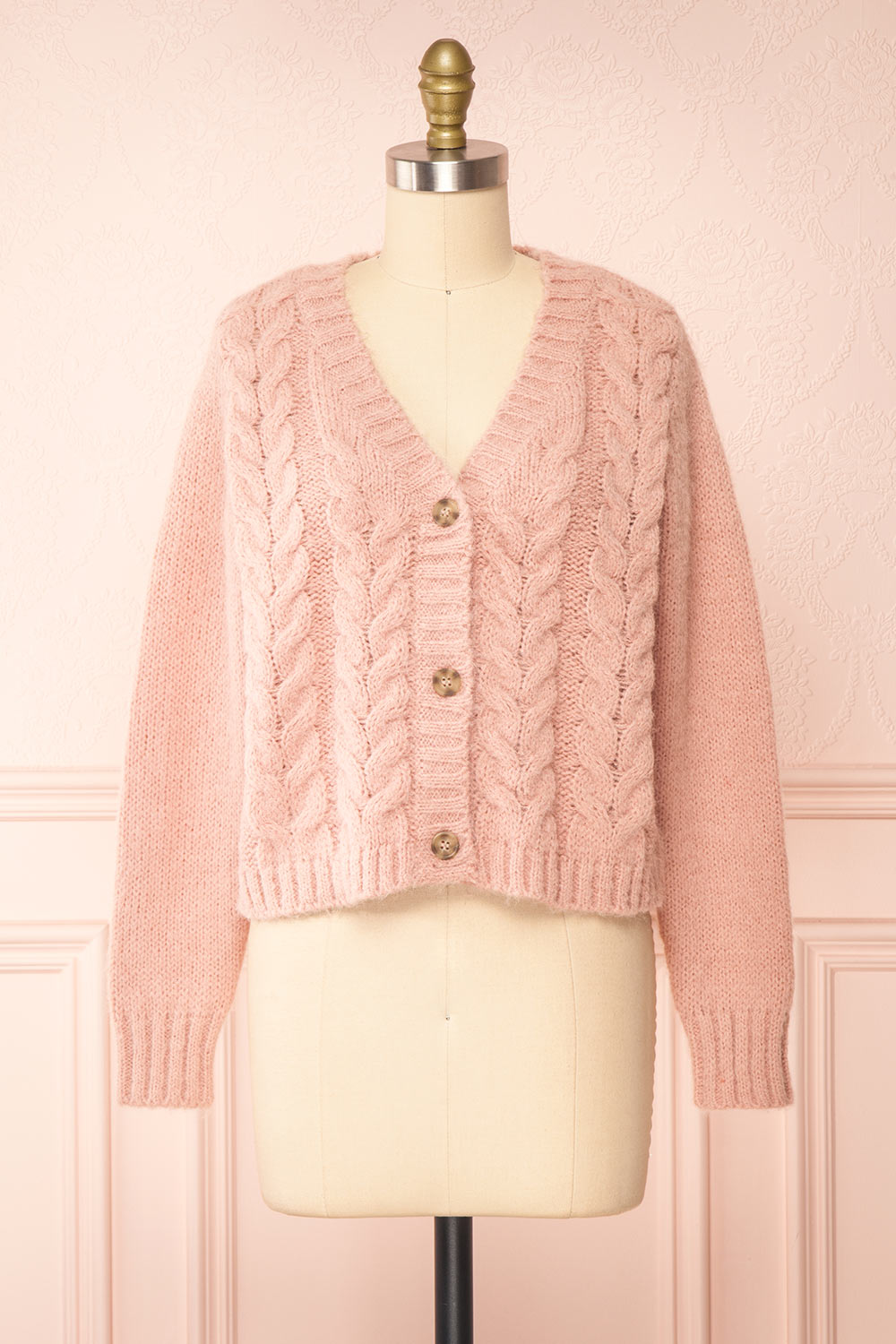 Antin Pink Knit Cardigan w/ Bottons | Boutique 1861 front view