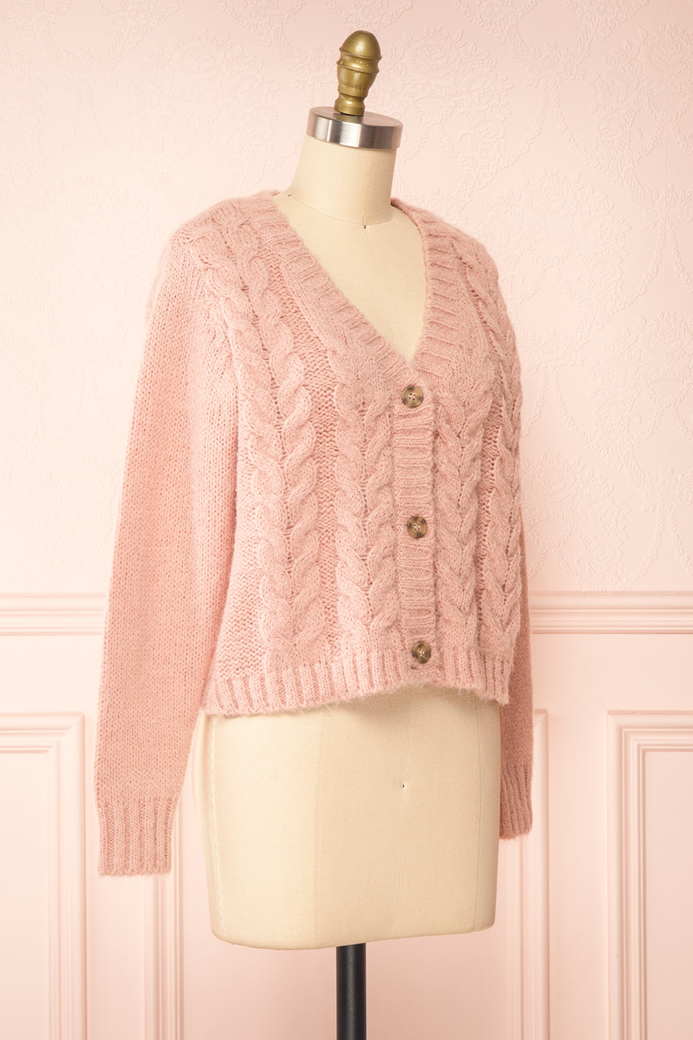Antin Pink Knit Cardigan w/ Bottons | Boutique 1861 side view