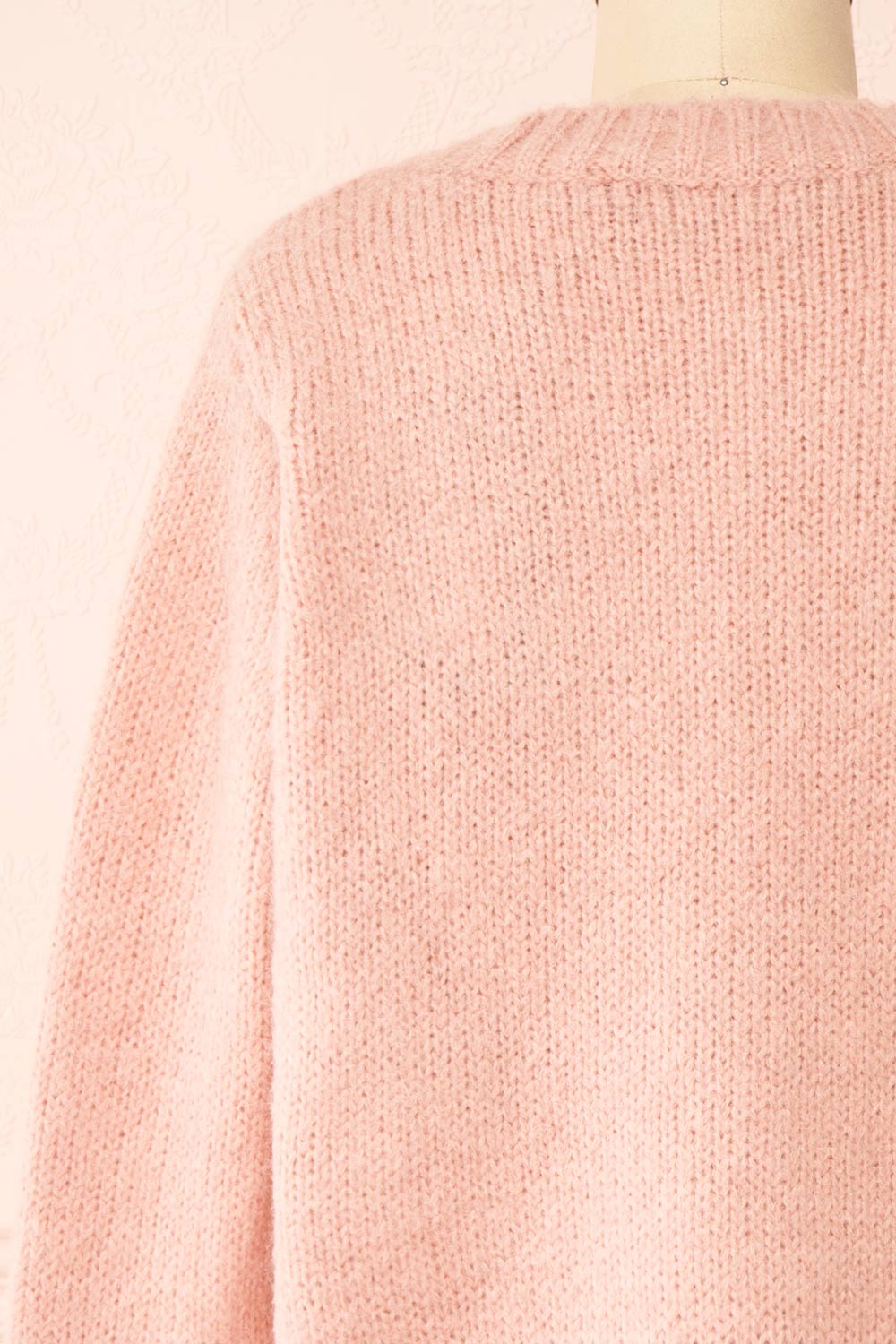 Antin Pink Knit Cardigan w/ Bottons | Boutique 1861 back close-up