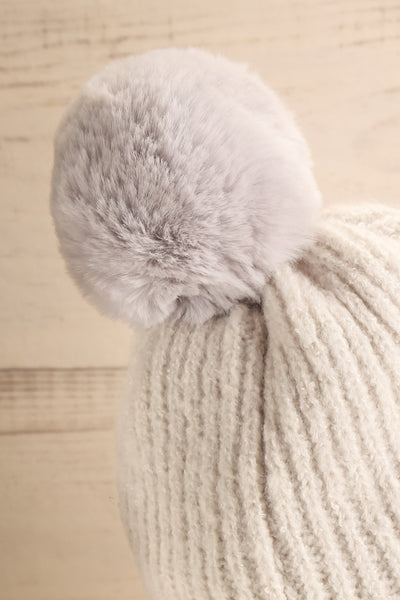 Apalda Gris Grey Knit Tuque with Pompom close-up | La Petite Garçonne