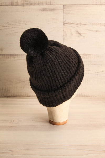 Apalda Noir Black Knit Tuque with Pompom back view | La Petite Garçonne