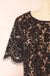 Apama Black Floral Lace Short Sleeve Dress | Boutique 1861 front close-up