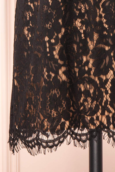Apama Black Floral Lace Short Sleeve Dress | Boutique 1861 bottom