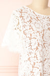 Apama White Floral Lace Short Sleeve Dress | Boutique 1861 side close-up