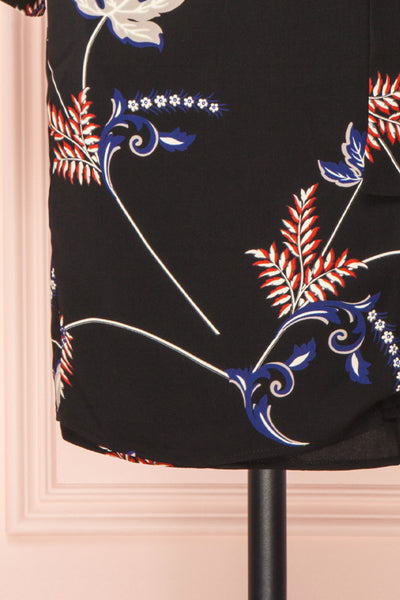 Apatity Black Floral Short Wrap Dress | Boutique 1861 bottom