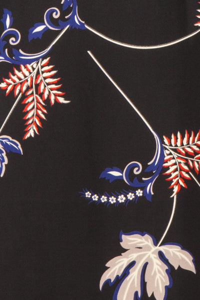 Apatity Black Floral Short Wrap Dress | Boutique 1861 fabric