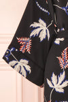 Apatity Black Floral Short Wrap Dress | Boutique 1861 sleeve