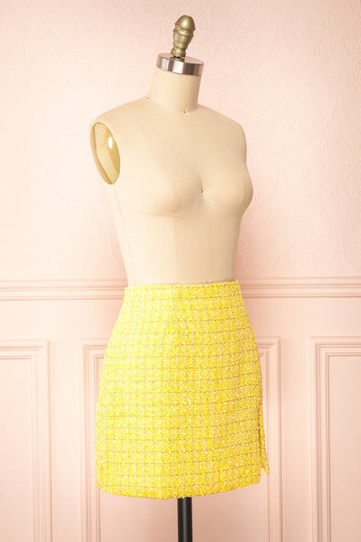 Aphros Short A-Line Tweed Skirt | Boutique 1861  side view