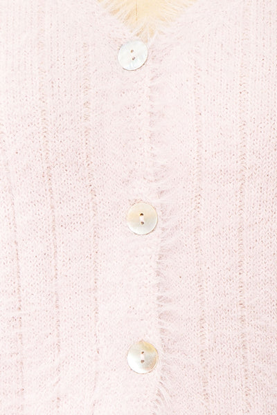 Apini Blush Fuzzy Cropped Cardigan | Boutique 1861 fabric