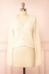 Apini Ivory Fuzzy Cropped Cardigan | Boutique 1861 front view