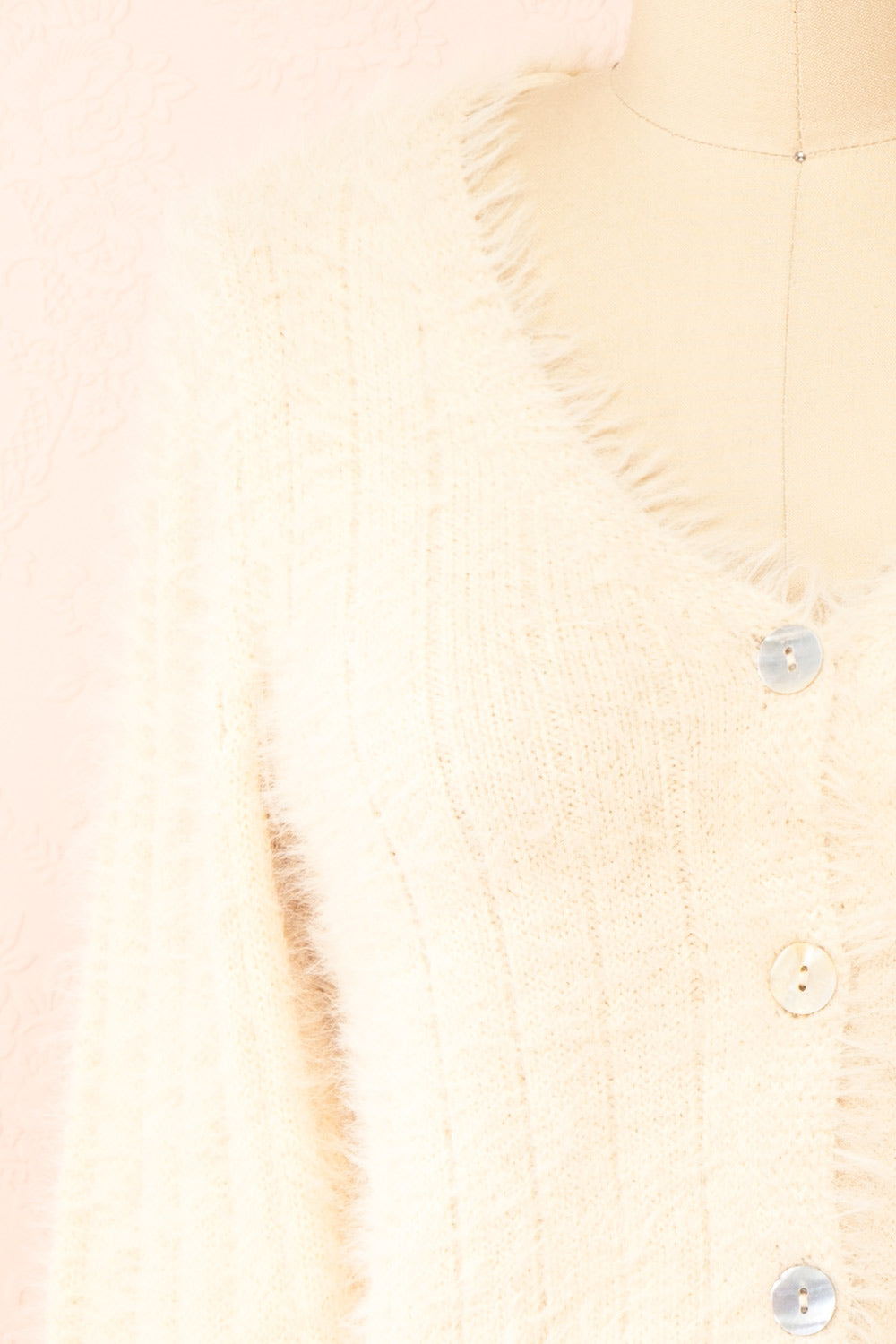 Apini Ivory Fuzzy Cropped Cardigan | Boutique 1861 front close-up