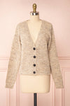 Appia Beige Cropped Knit Cardigan | Boutique 1861 front view