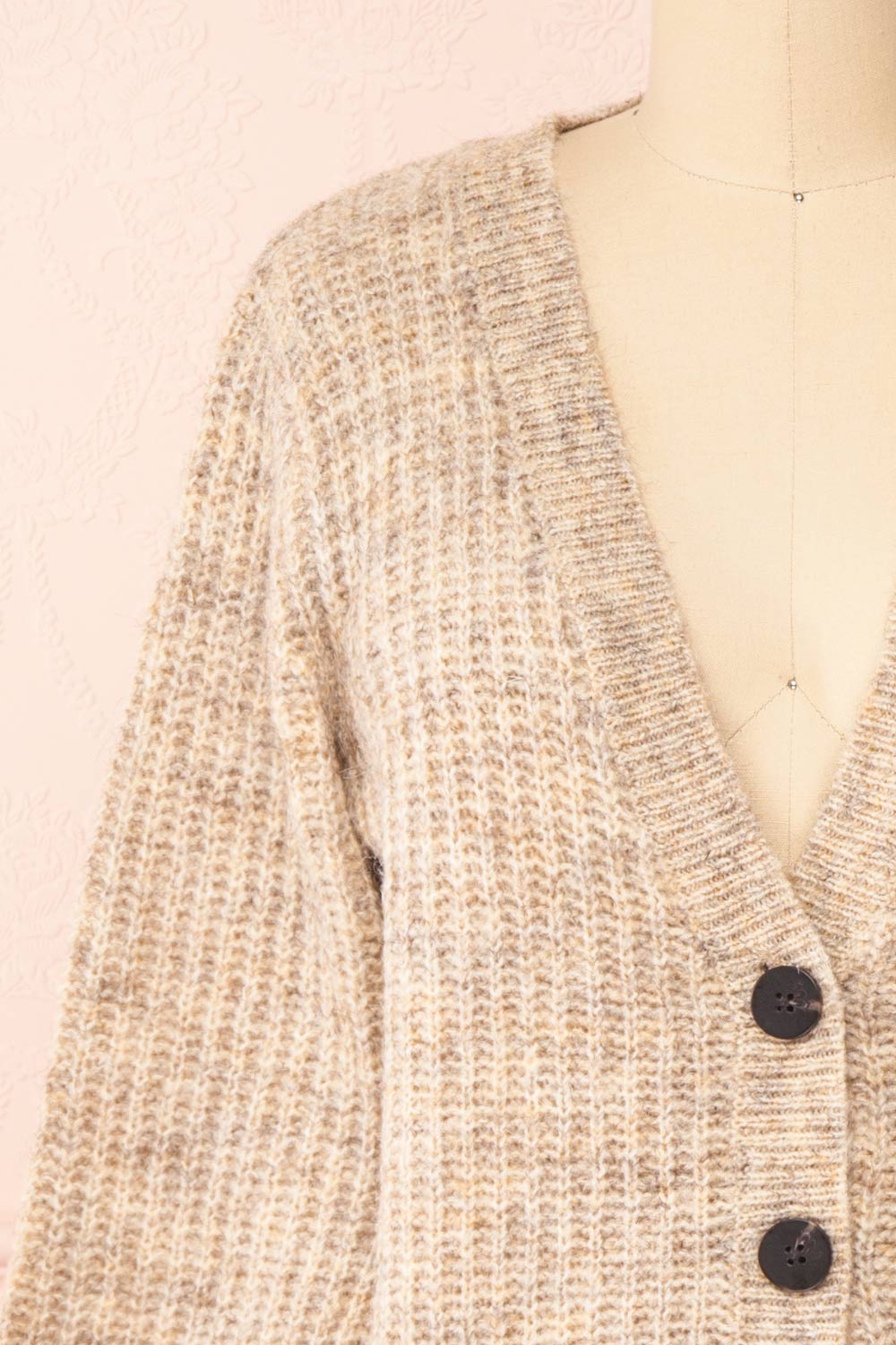 Appia Beige Cropped Knit Cardigan | Boutique 1861 front close-up