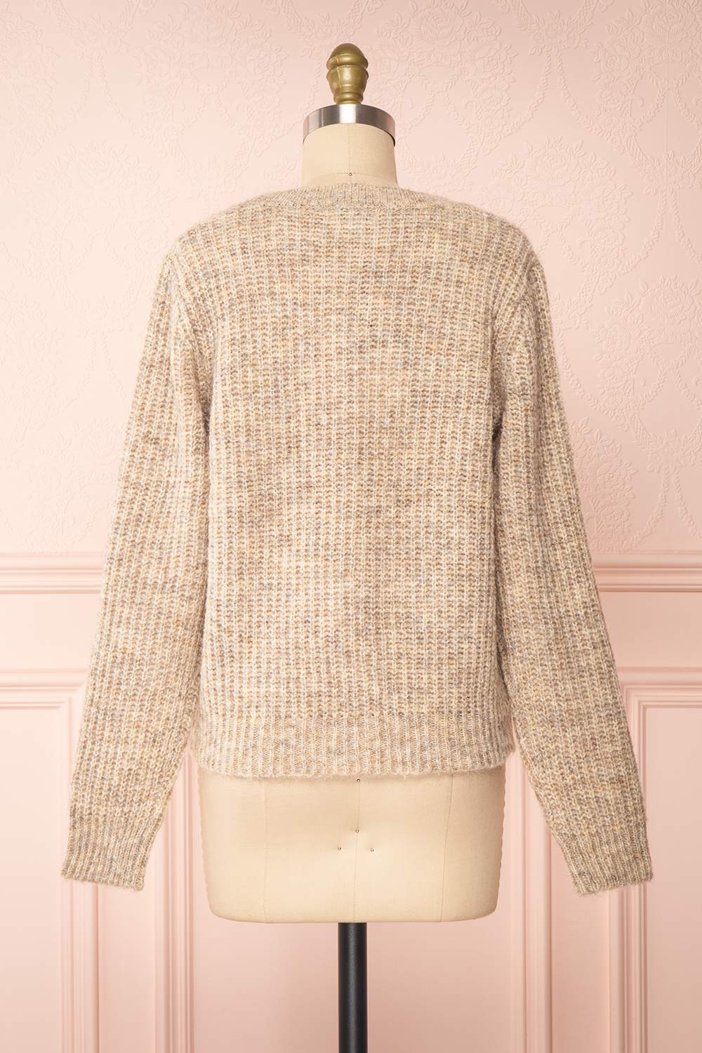 Appia Beige Cropped Knit Cardigan | Boutique 1861 back view 