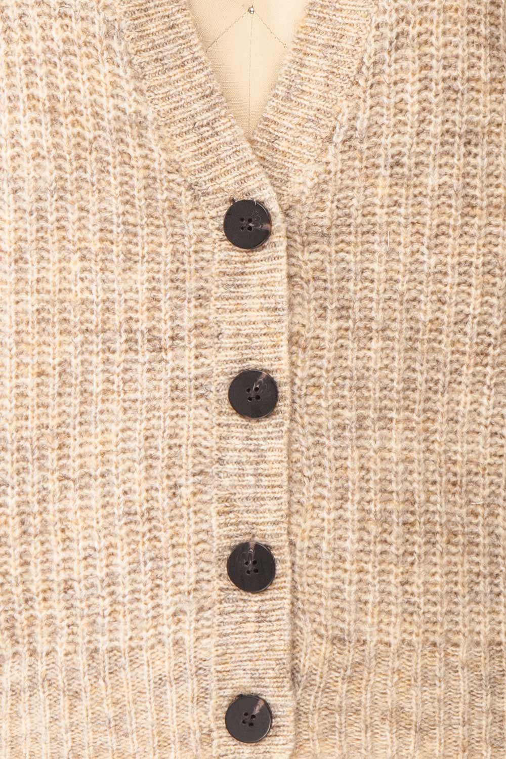 Appia Beige Cropped Knit Cardigan | Boutique 1861 fabric 