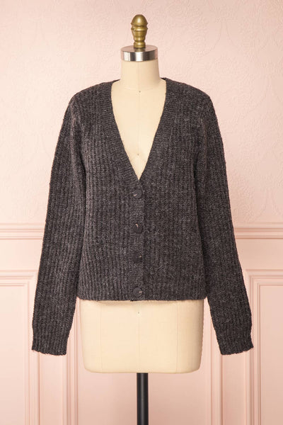 Appia Grey Cropped Knit Cardigan | Boutique 1861 front view