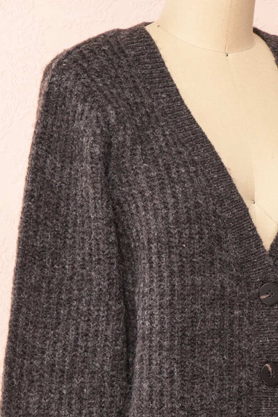 Appia Grey Cropped Knit Cardigan | Boutique 1861 side close-up