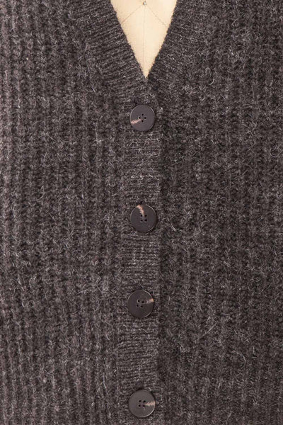 Appia Grey Cropped Knit Cardigan | Boutique 1861 fabric
