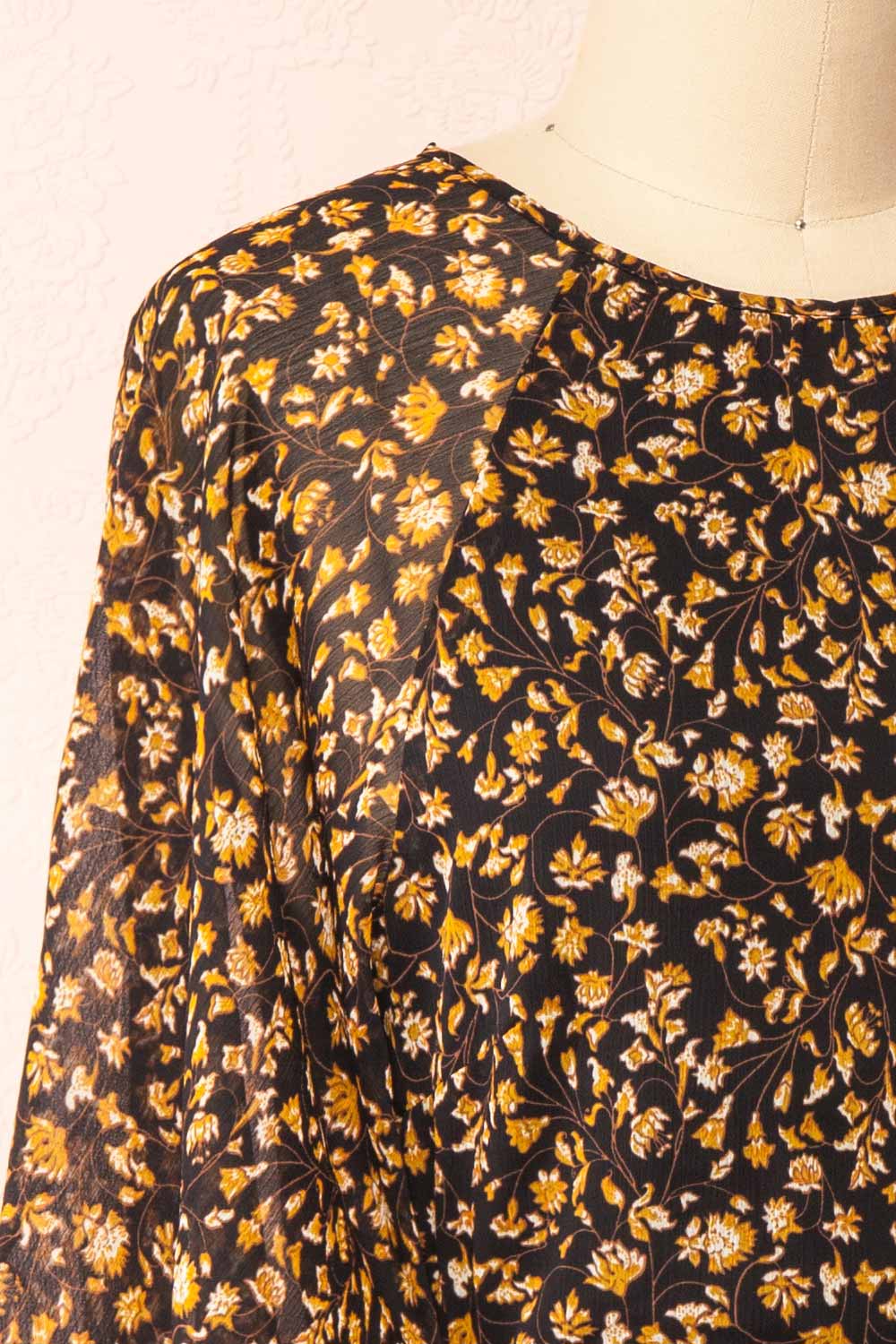 Arabelna Short Floral A-Line Dress | Boutique 1861 side close-up
