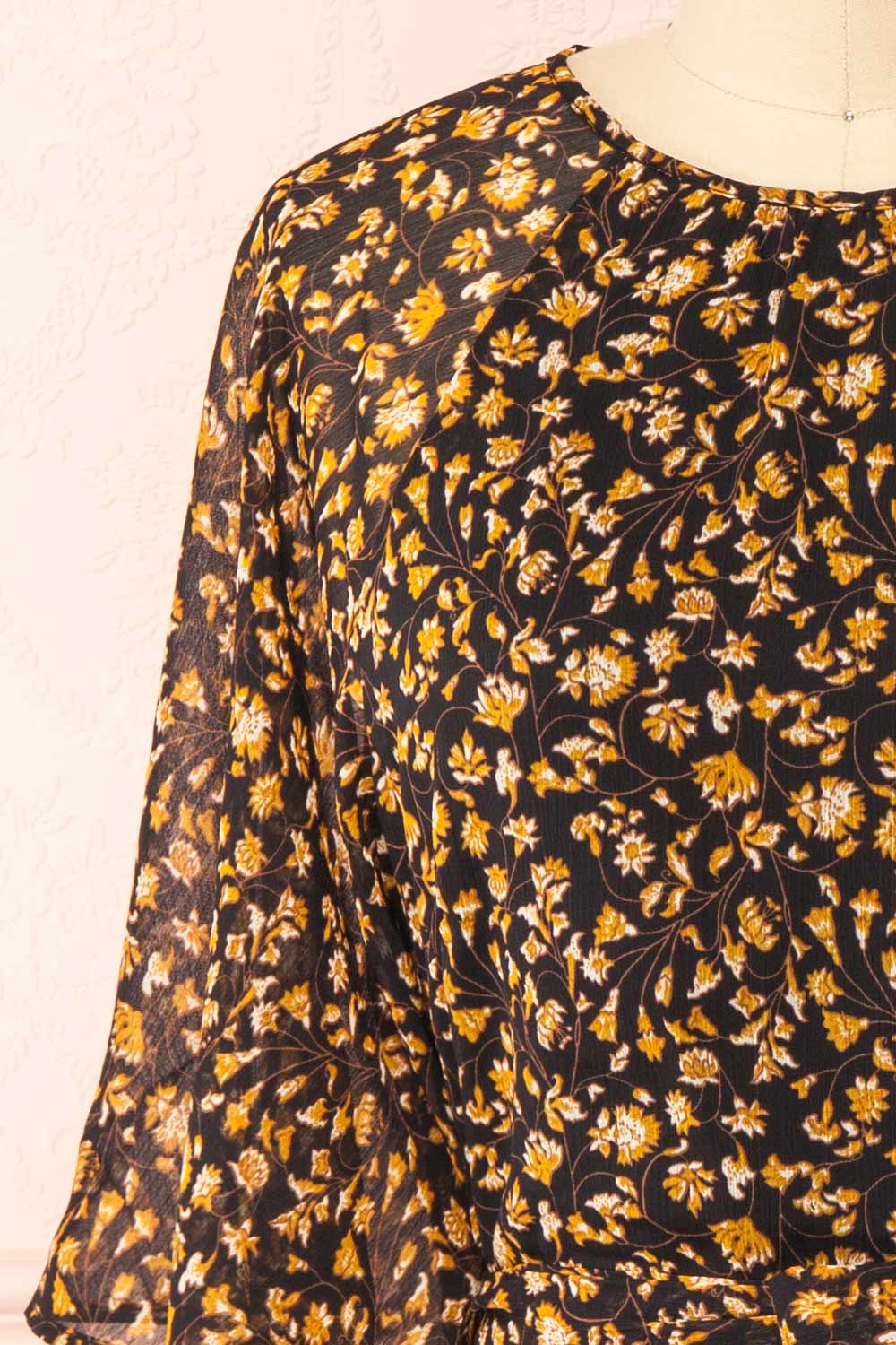 Arabelna Short Floral A-Line Dress | Boutique 1861 front close-up