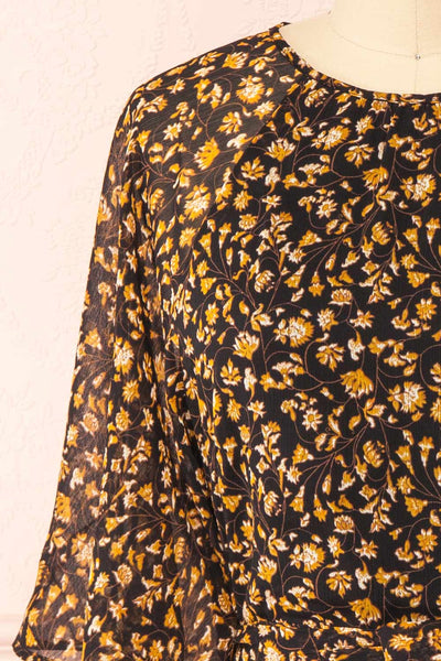 Arabelna Short Floral A-Line Dress | Boutique 1861 front close-up