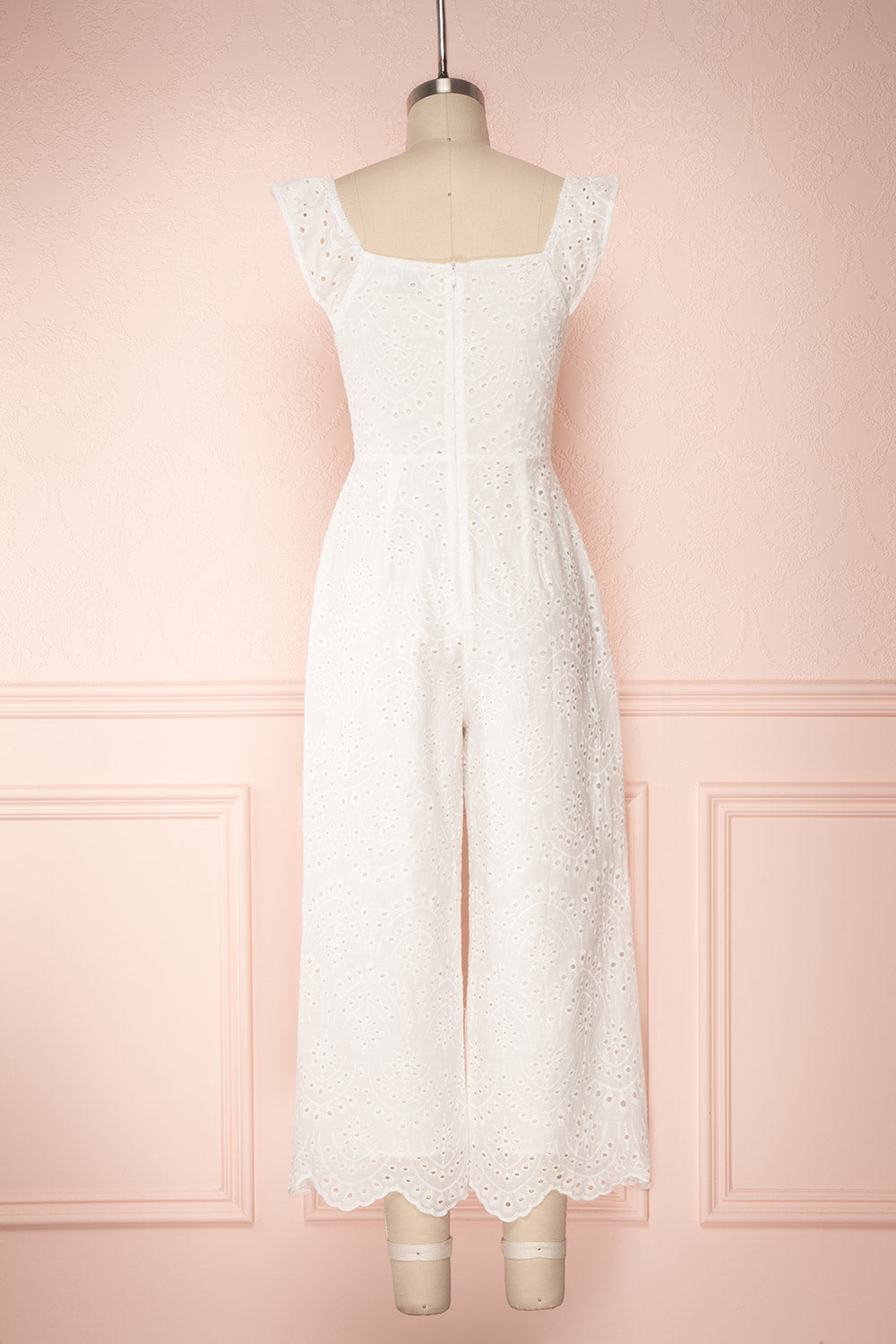 Ardfesh White Embroidered Openwork Jumpsuit | Boutique 1861 back view