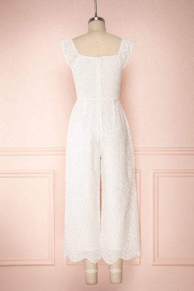 Ardfesh White Embroidered Openwork Jumpsuit | Boutique 1861 back view