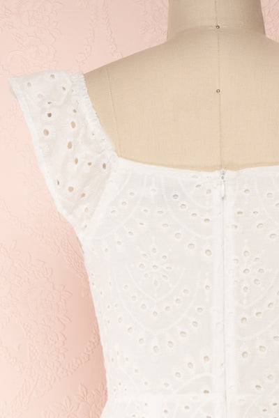Ardfesh White Embroidered Openwork Jumpsuit | Boutique 1861 back close-up