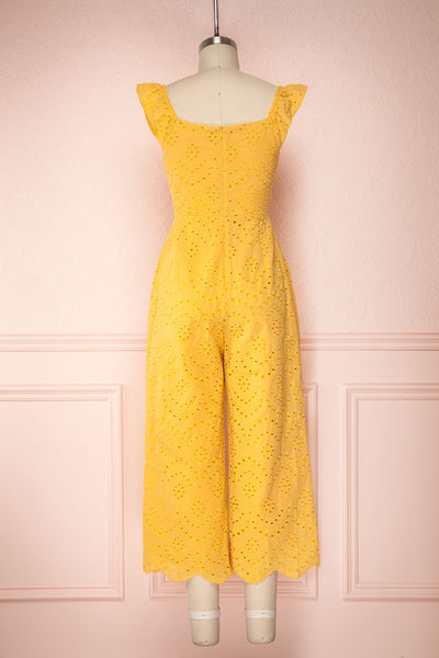 Ardfesh Yellow Embroidered Openwork Jumpsuit | Boutique 1861 back view