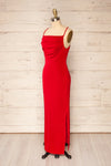 Ardoz Red Shimmery Midi Dress w/ Cowl Neck | La petite garçonne side view