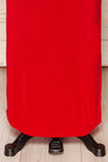 Ardoz Red Shimmery Midi Dress w/ Cowl Neck | La petite garçonne bottom close-up