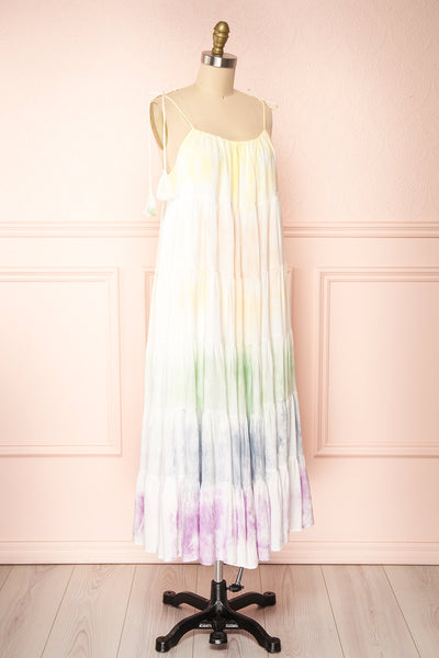 Argya Tie Dye Rainbow Ankle Length Dress | Boutique 1861 side view