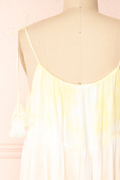 Argya Tie Dye Rainbow Ankle Length Dress | Boutique 1861 back close-up