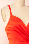 Ariandra V-Neck Midi Dress w/ Slit | Boutique 1861 side close-up