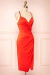 Ariandra V-Neck Midi Dress w/ Slit | Boutique 1861 side view