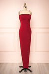 Arianna Burgundy Strapless Mermaid Maxi Dress | Boutique 1861 front view