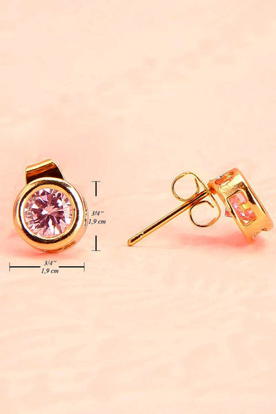 Arie Blütenblatt - Gold and pink crystal stud earrings
